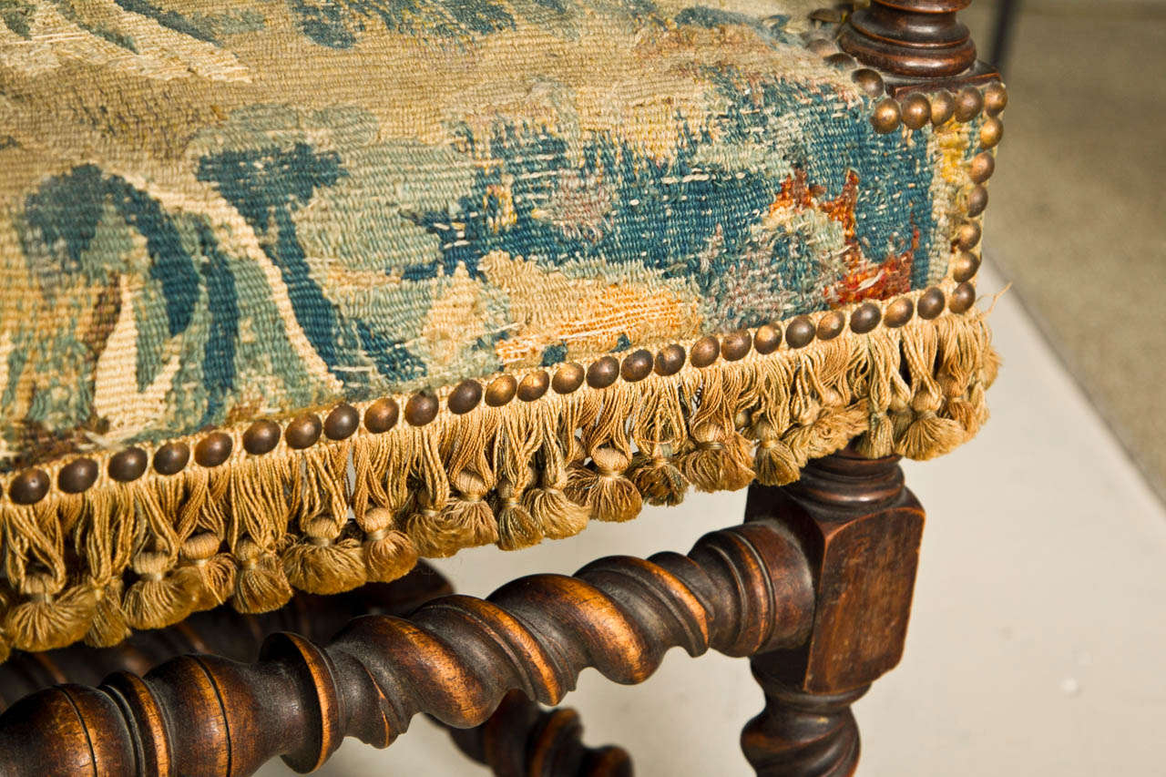 19thc English Oak Hall Bench / Settee with Antique Tapestry at 1stDibs