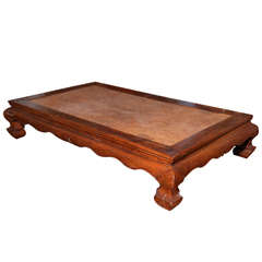 Antique 19th Century Very Large Kang Woven Top Coffee Table