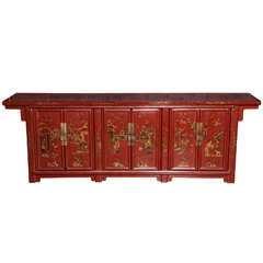Red Chinoiserie Sideboard