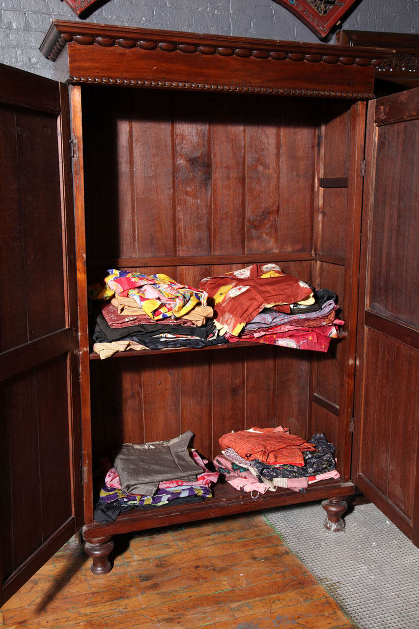 Indonesian Large Javanese Armoire with Two Carved Doors from Indonesia, 20th Century For Sale