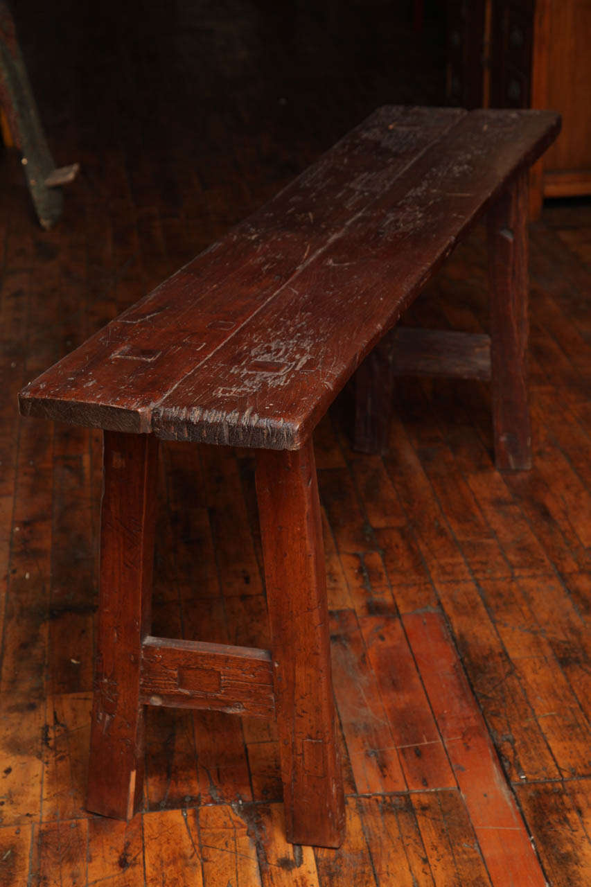 Rustic Long and Narrow Javanese Wooden Table from the 19th Century  In Good Condition In Yonkers, NY