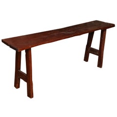 Table javanaise rustique en bois:: longue et étroite:: du 19e siècle