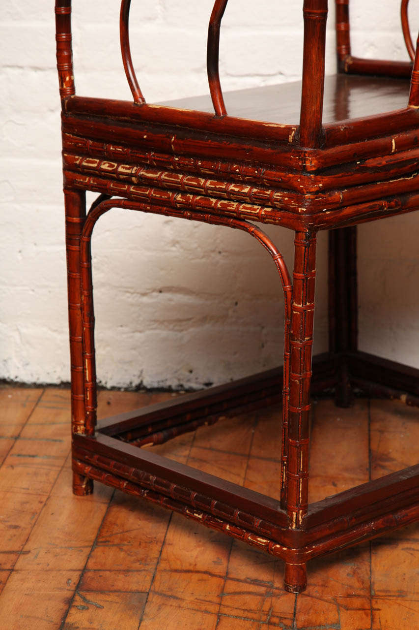 Single 19th Century Chinese Horseshoe-Back Bamboo Armchair with Elm Base For Sale 6