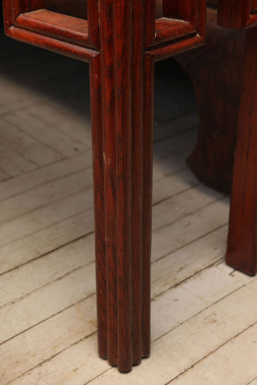 Antique Chinese Geometrical Design Long Elmwood Console Table, Early 1900s In Good Condition In Yonkers, NY