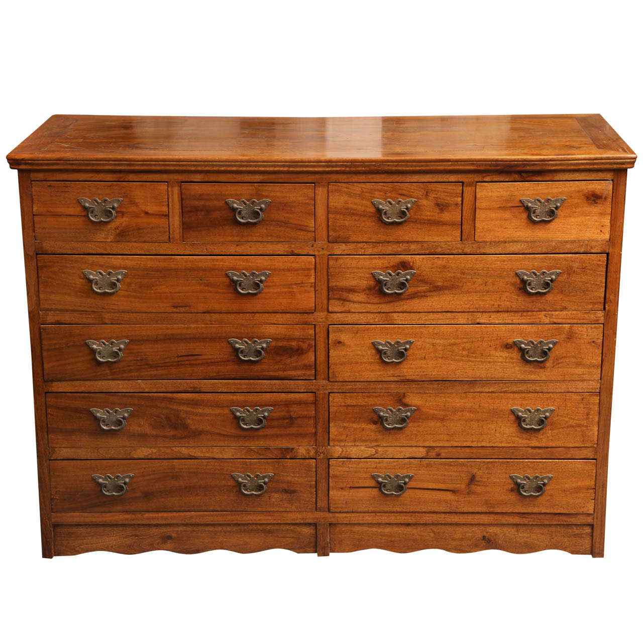 Antique Chinese Colonial Chest of Drawers with Butterfly Hardware, 20th Century
