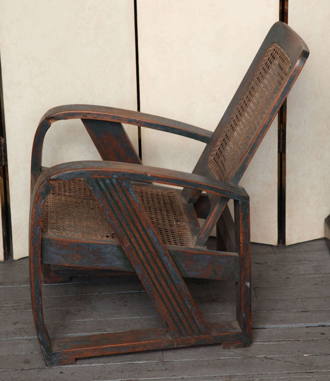 Burmese Art Deco Teak Settee and Chair 1