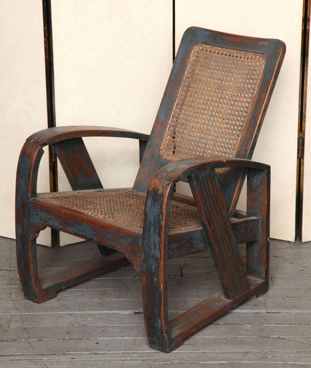 Burmese Art Deco Teak Settee and Chair 3