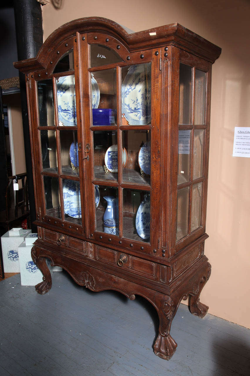 Vintage Large Double Glass Door Hutch For Sale at 1stdibs