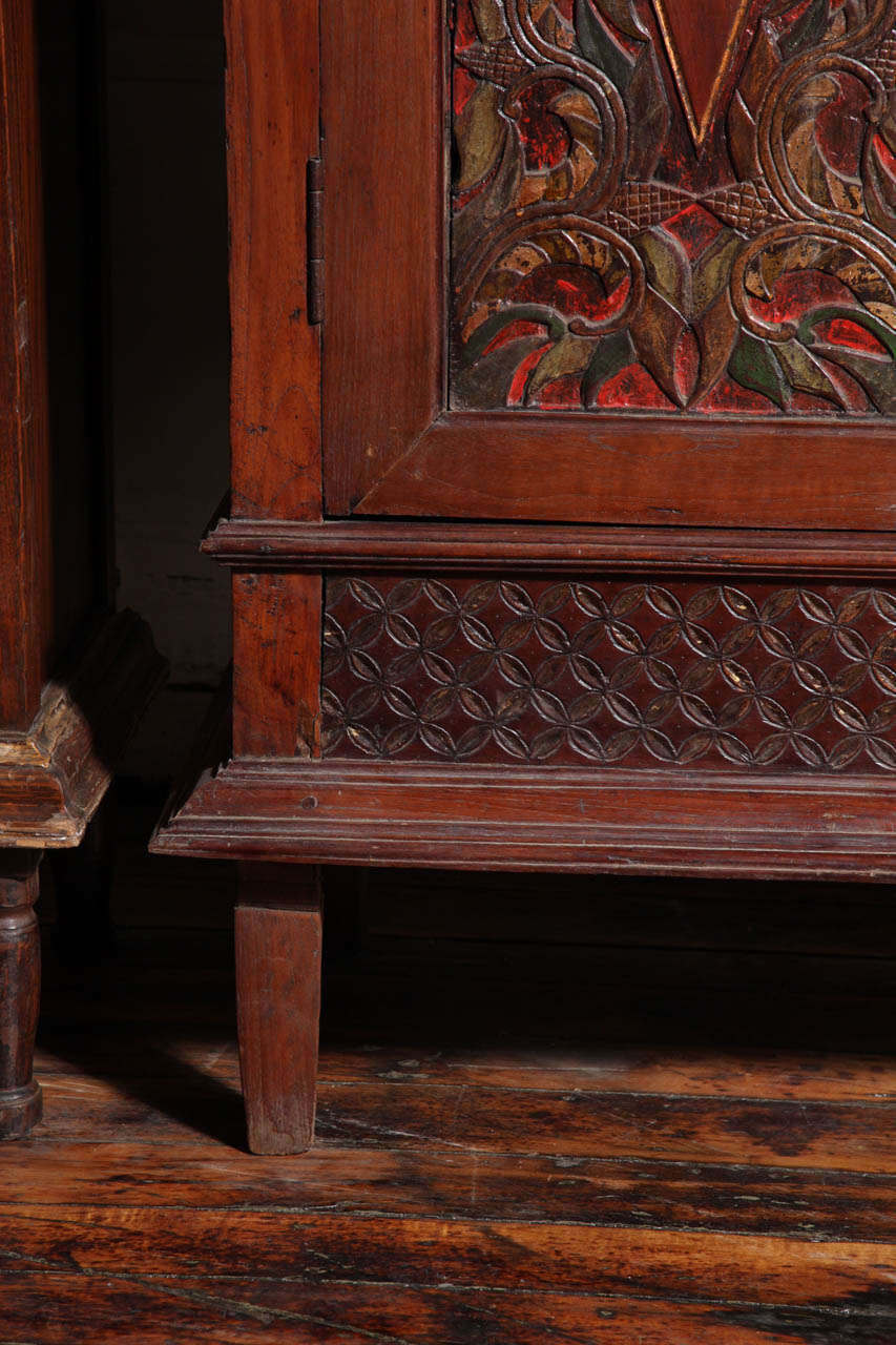 Antique Carved Teak Java Cabinet For Sale at 1stdibs