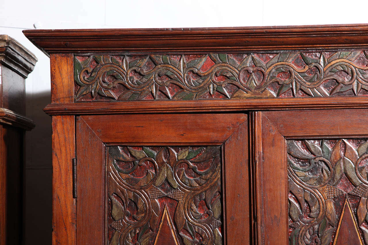 Antique Javanese Teakwood Cabinet with Detailed Carvings, Early 20th ...