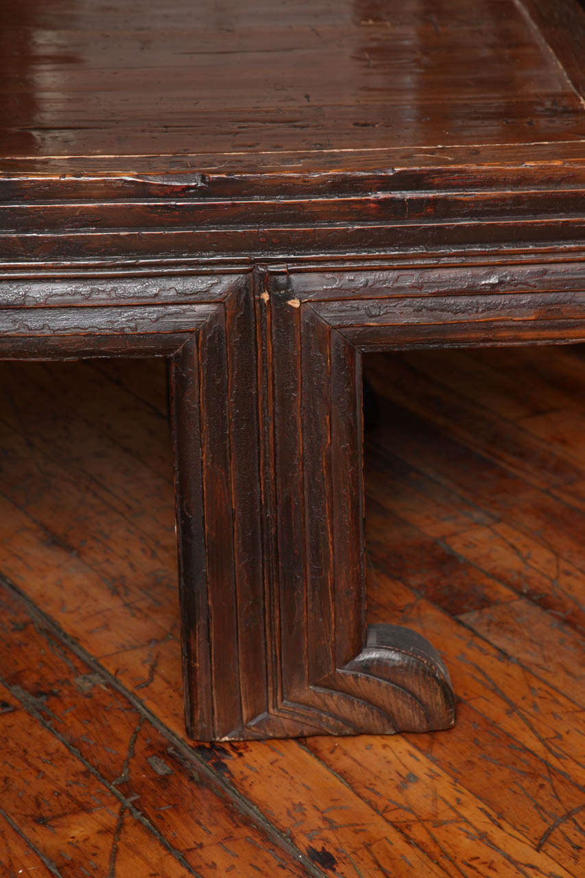 19th Century, Long Chinese Fine Elmwood Coffee Table with Unusual
