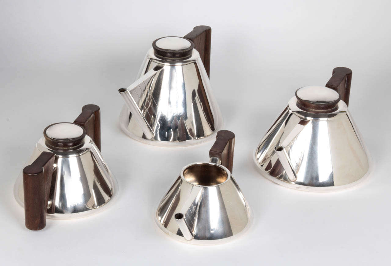 Guttierez Vega  South American Art Deco Sterling Modernist Coffee/Tea Set circa 1935