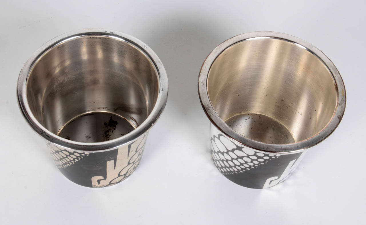 Mid-20th Century Rudolf Rieger / WMF Ikora Germany Art Deco Dinanderie Pair of Vases c. 1930 For Sale