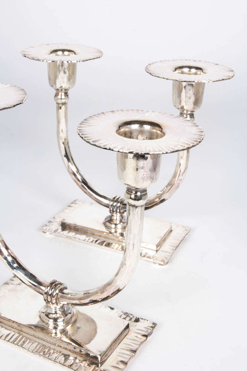 20th Century Roycroft / American Arts & Crafts Pair of Candlesticks c. 1915 For Sale