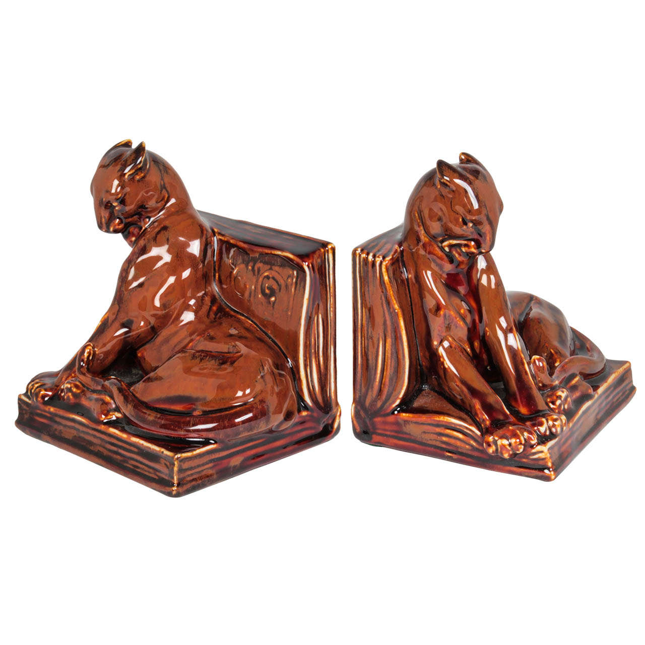 Rookwood / Margaret McDonald American Art Pottery Art Deco Rare "Panther" Bookends 1936 For Sale