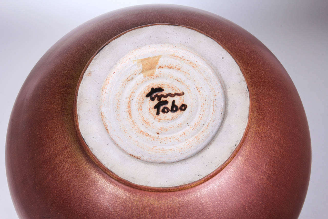 Swedish Erich & Ingrid Triller - Tobo Stoneware Grand Bulbous Vase c. 1950 For Sale