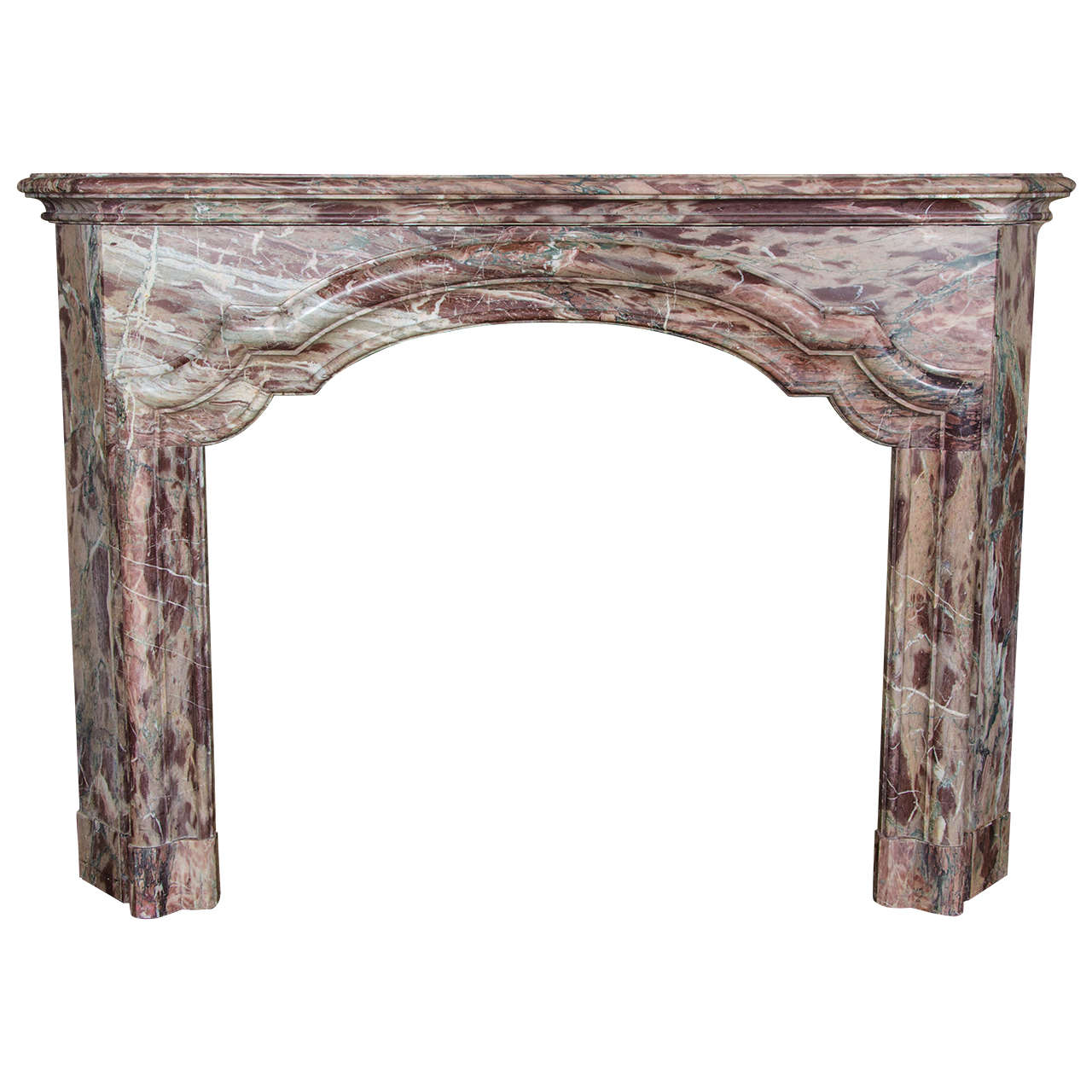 Antique French Sarancolin Marble Fireplace Surround For Sale