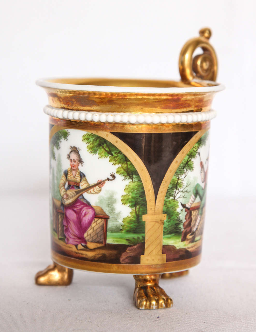 Empire Paris Porcelain Gilt Chinoiserie Cup For Sale