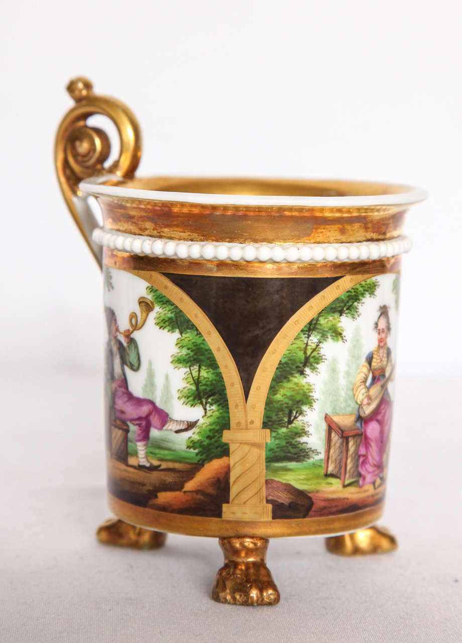 Hand-Painted Paris Porcelain Gilt Chinoiserie Cup For Sale