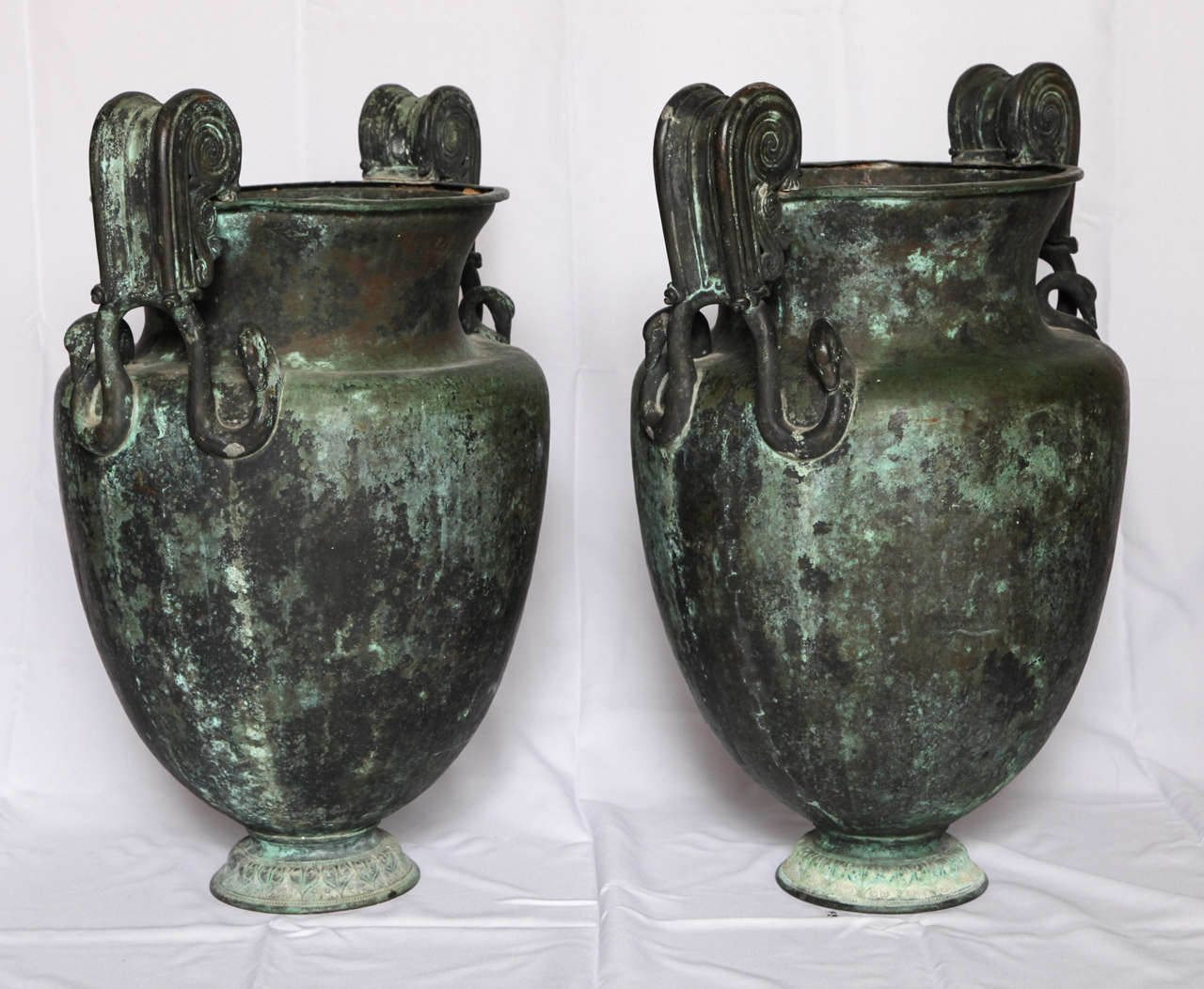 Grand Tour Pair of Large Neoclassical Urns For Sale