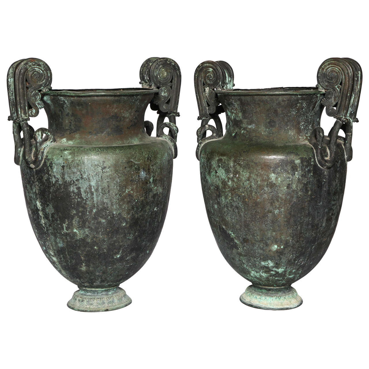 Pair of Large Neoclassical Urns For Sale