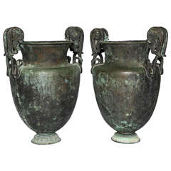 Large Pair of Grand Tour Patinated Urns after the Antique 1