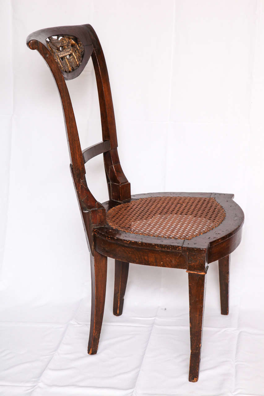 19th Century Italian Mahogany and Carved Giltwood Side Chair