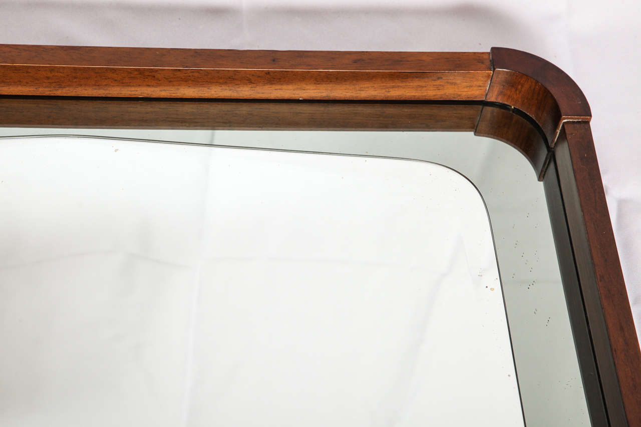 20th Century Italian Walnut Framed Mirror on Grey Mirror