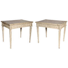 Pair of Continental Painted Neoclassical Style Greek Key Tables