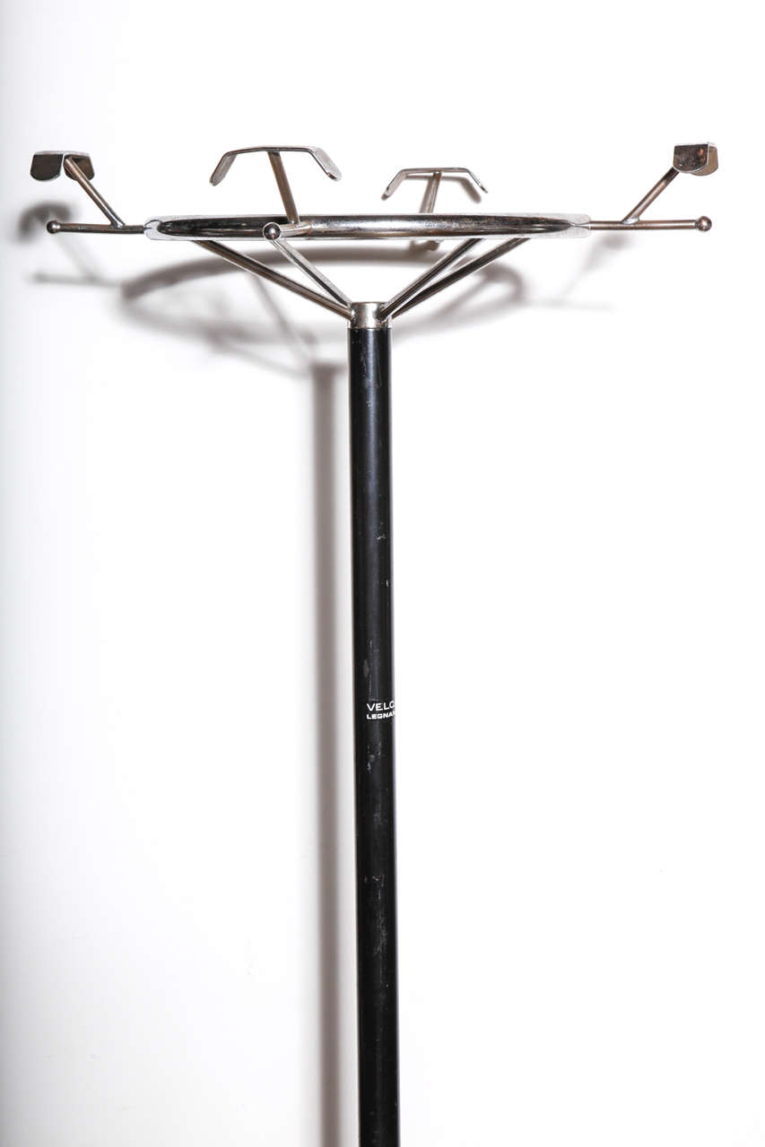 Velca Legnano Polished Steel and Black Lacquer Coat Rack, 1960's  3