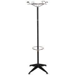 Velca Legnano Polished Steel and Black Lacquer Coat Rack, 1960's 