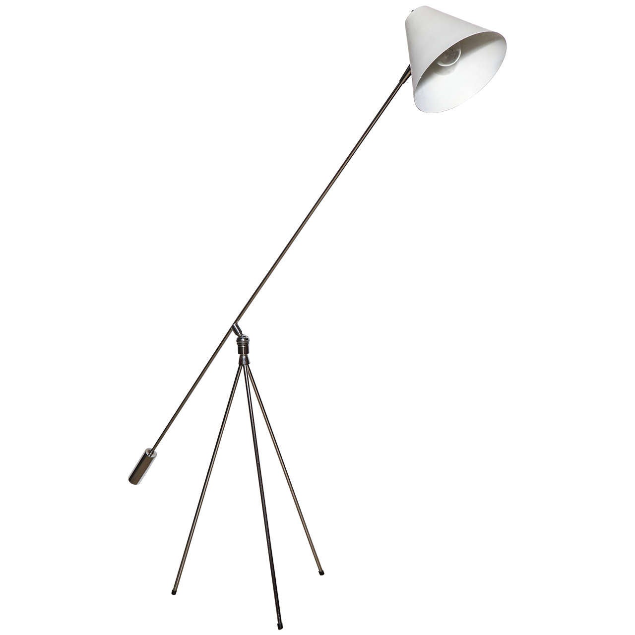 1950s Robert Sonneman Chrome Counterbalance Tripod Floor Lamp with ... 1950s Robert Sonneman Chrome Counterbalance Tripod Floor Lamp with ...