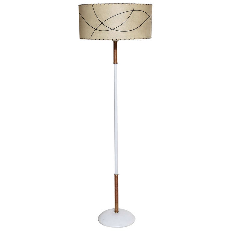 Russel Wright Style Raffia Wrapped, Hyatt Floor Lamp Replacement Glass Shades