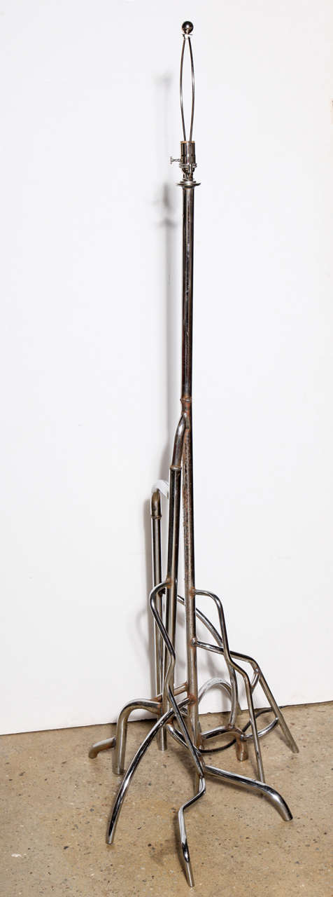 Taller Doug Meyer Studio Sculpted & Welded Recycled Chrome Floor Lamp, C. 2005 For Sale 1