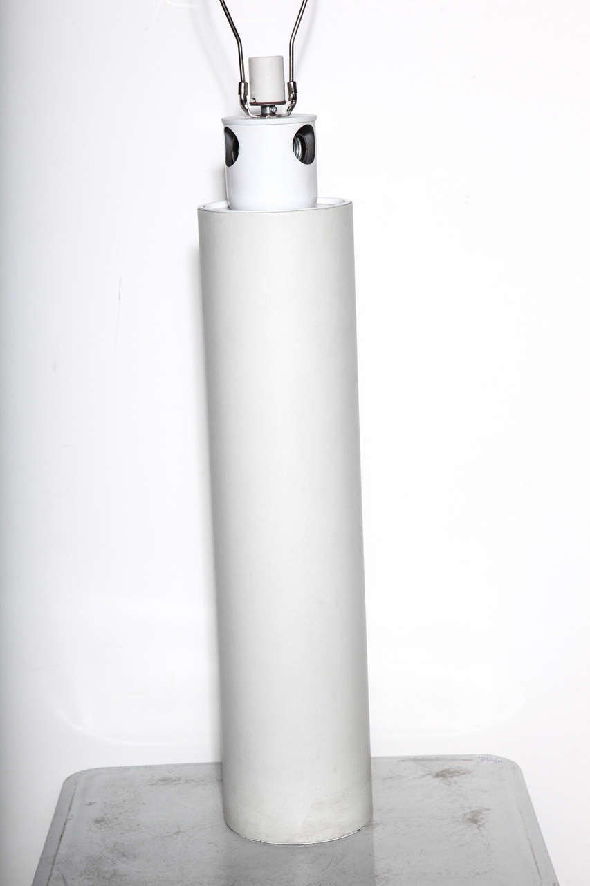 Mid-Century Modern Monumental George Kovacs White Leather Wrapped Five Socket 