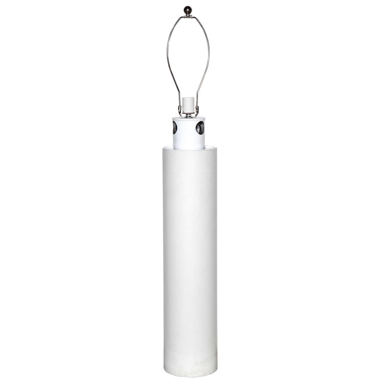 Monumental George Kovacs White Leather Wrapped Five Socket "Tower" Table Lamp