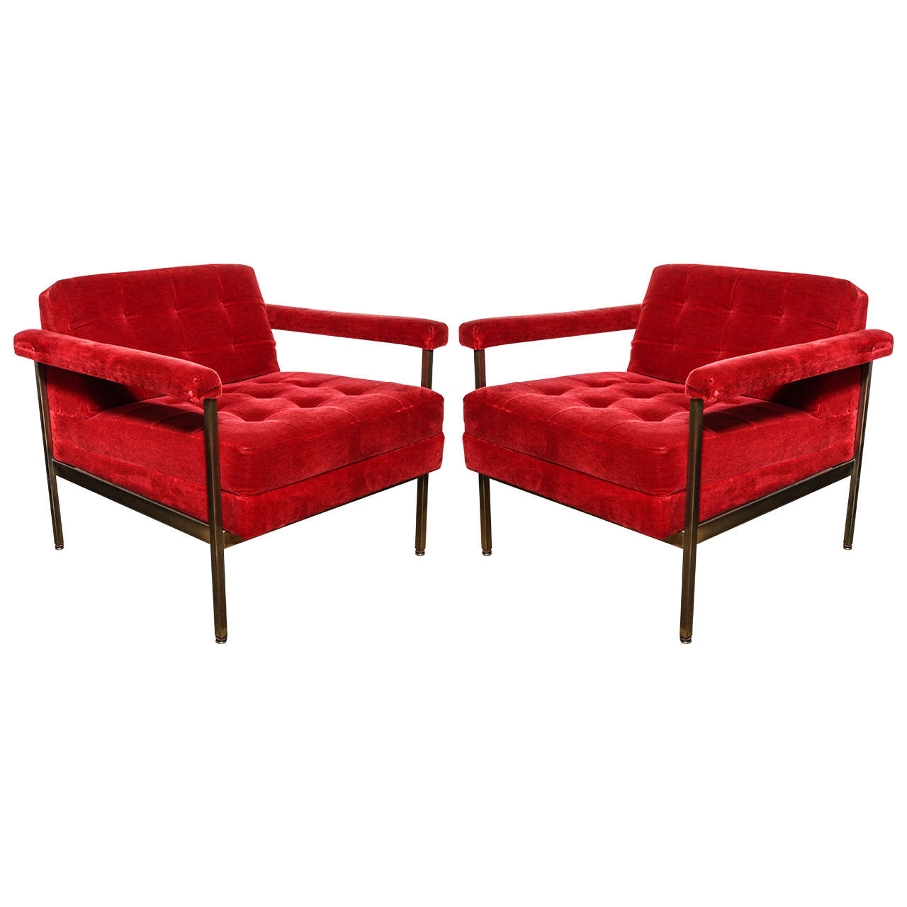 pair of Bronze Mid-Century Lounge Chairs