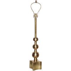 Tall Stiffel All Brass Stacked Triple Orb Table Lamp, Circa 1960