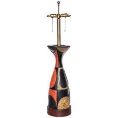 Monumental Tony Paul for Westwood Black, Red and Mustard Table Lamp, Circa 1950s