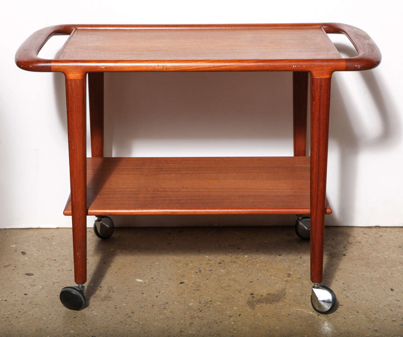 rolling Danish Mid Century Teak Bar Cart