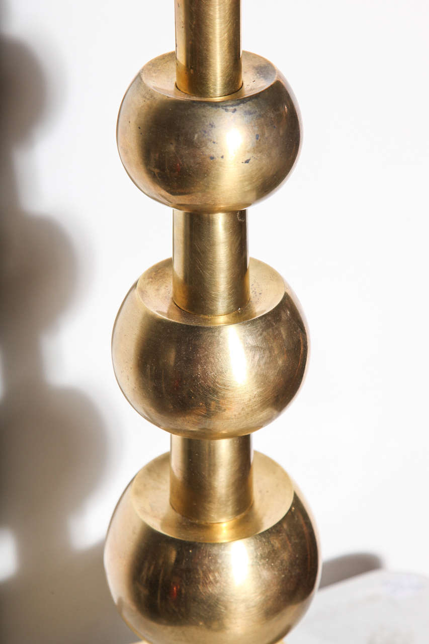 Tall Stiffel All Brass Stacked Three Orb Lamp, circa 1960 For Sale at