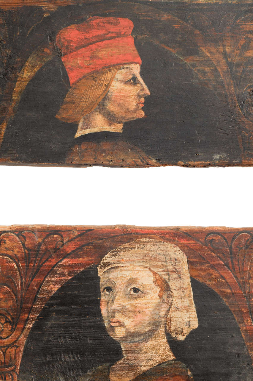 Pair of Italian Portraits on Wood, 18th Century For Sale 3