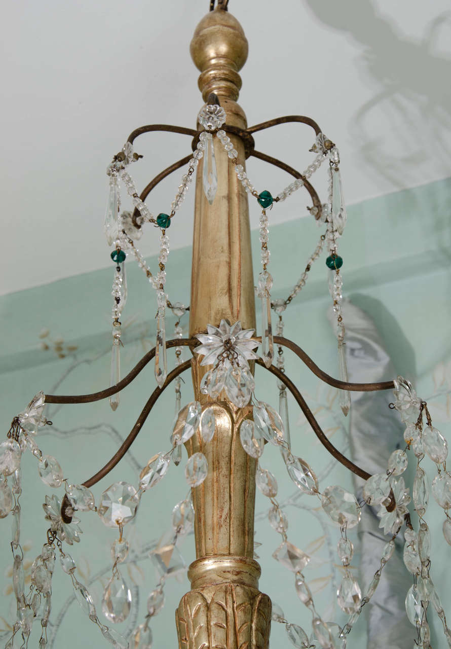 19th Century Large-Scale 18th Century Genovese Italian Giltwood Chandelier