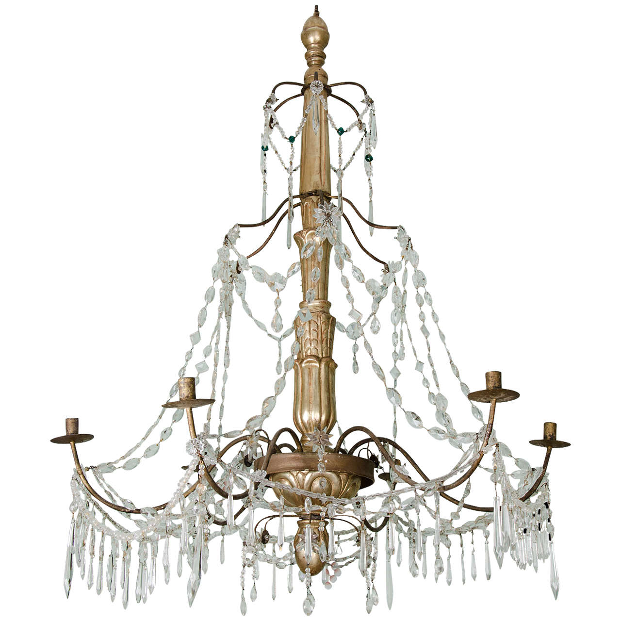 Large-Scale 18th Century Genovese Italian Giltwood Chandelier