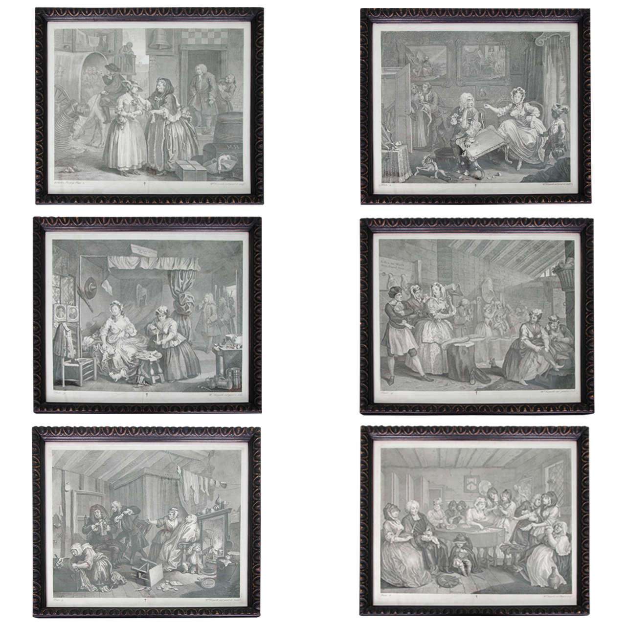 Georgian Set of Hogarth's the Harlot's Progress For Sale