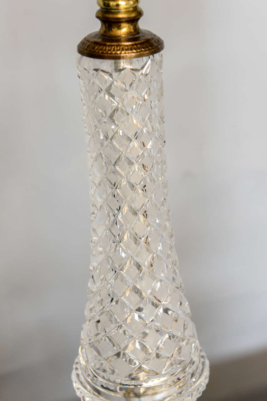 Fine Pair of Cut Crystal Table Lamps For Sale 1