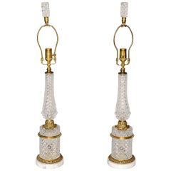 Fine Pair of Cut Crystal Table Lamps