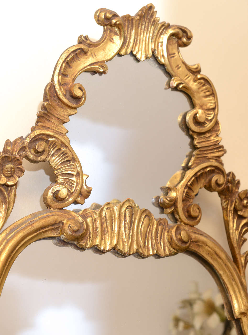 Pair of Narrow Italian Giltwood Mirrors In Excellent Condition In West Palm Beach, FL
