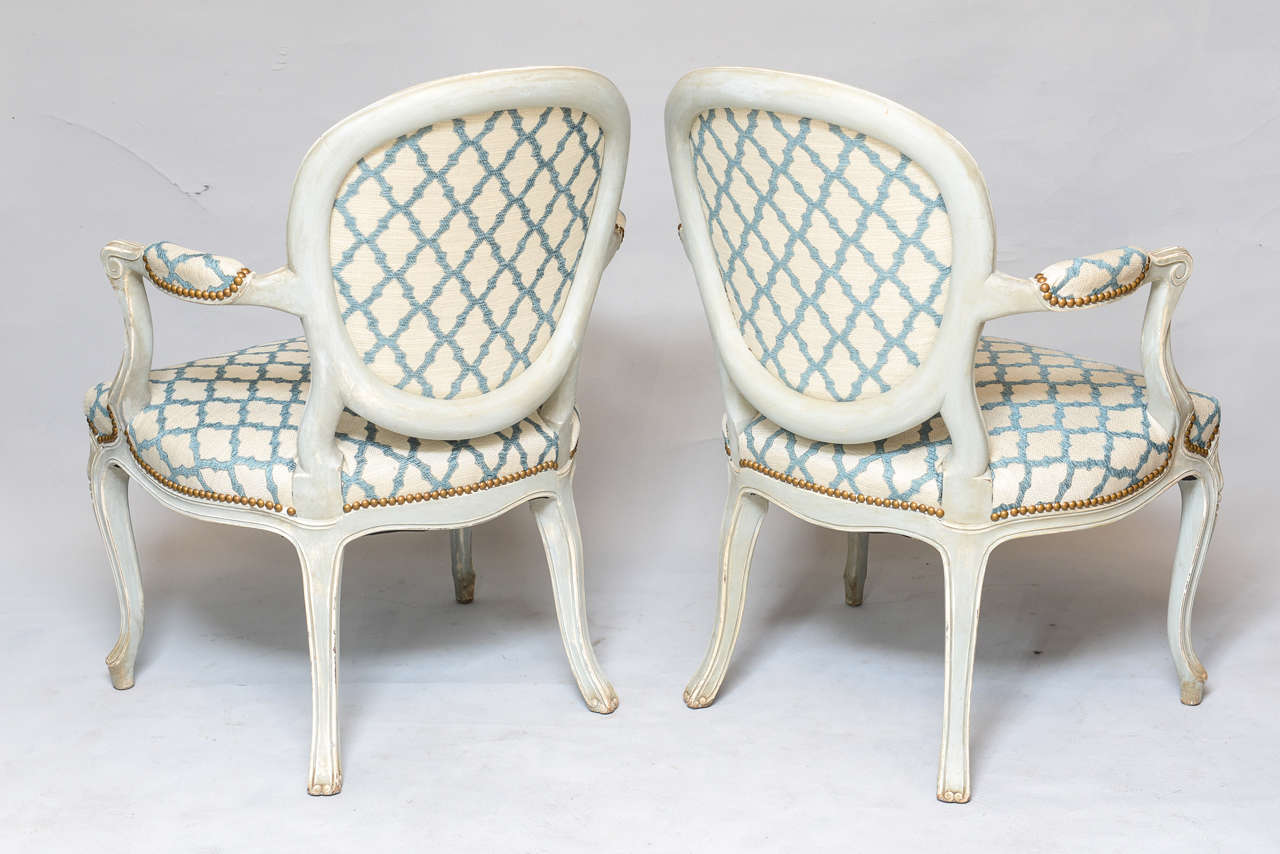 Pair of Painted Fauteuils In Excellent Condition In West Palm Beach, FL