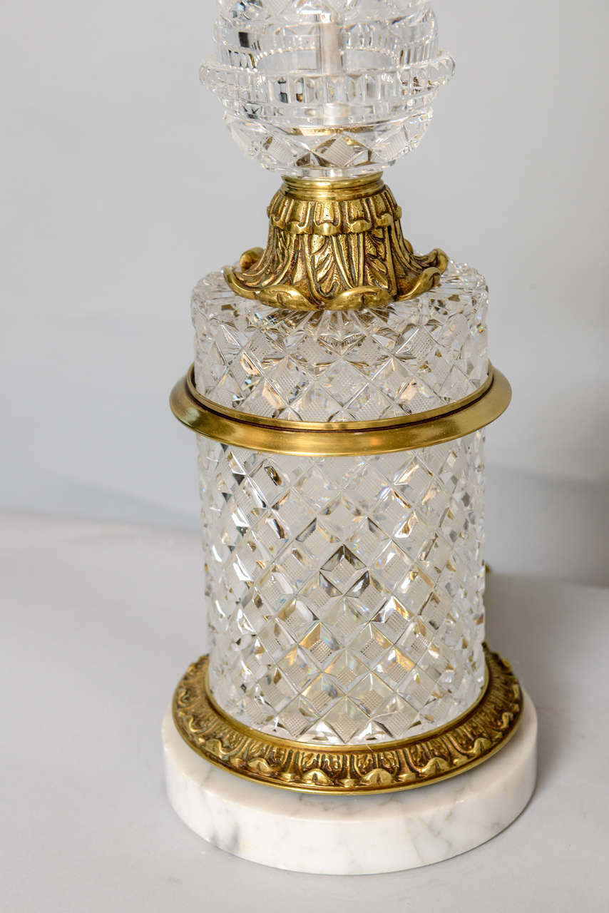Fine Pair of Cut Crystal Table Lamps For Sale at 1stDibs cut glass